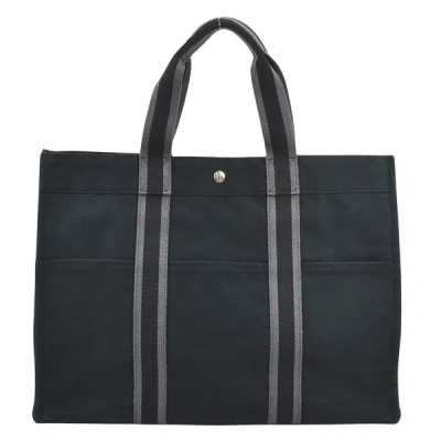 Shop Hermes Hermès Fourre Tout Navy Canvas Tote Bag ()