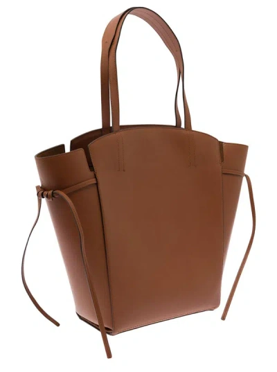 Shop Mulberry 'clovelly' Brown Shoulder Bag With Laminated Logo In Smooth Leather Woman