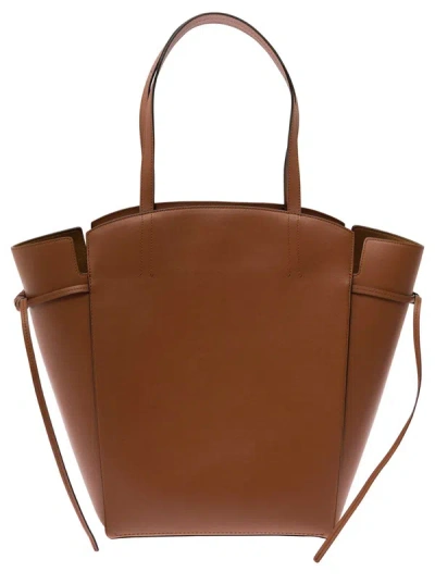Shop Mulberry 'clovelly' Brown Shoulder Bag With Laminated Logo In Smooth Leather Woman