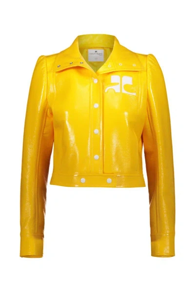 Shop Courrèges Iconic Vinyl Jacket Clothing In Yellow & Orange