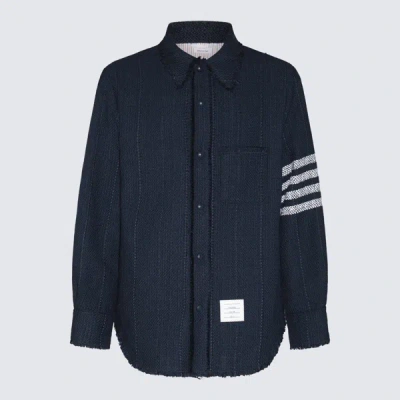Shop Thom Browne Navy Blue Shirt