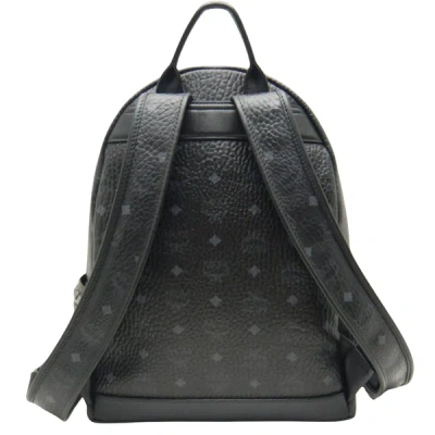 Shop Mcm Stark Visetos Black Leather Backpack Bag ()