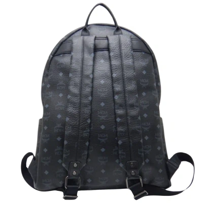 Shop Mcm Stark Visetos Black Leather Backpack Bag ()