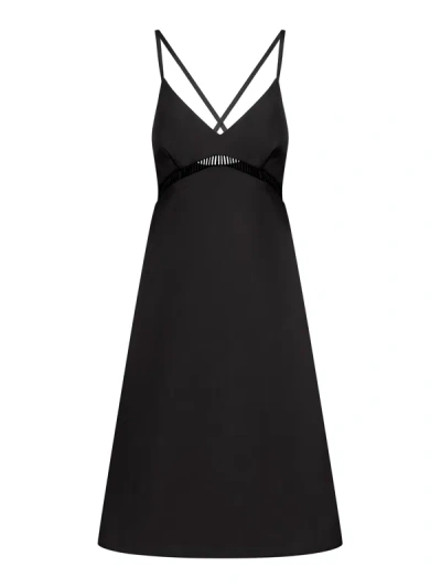 Shop Sacai Double-faced Silk Cotton Dress In Black