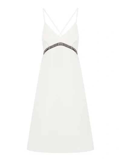 Shop Sacai Double-faced Silk Cotton Dress In White