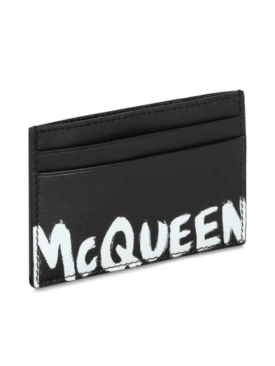 Shop Mcqueen Graffit Credit Card Holder In Black