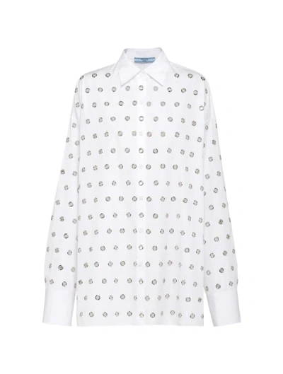 Shop Prada Poplin Shirt With Veil In White
