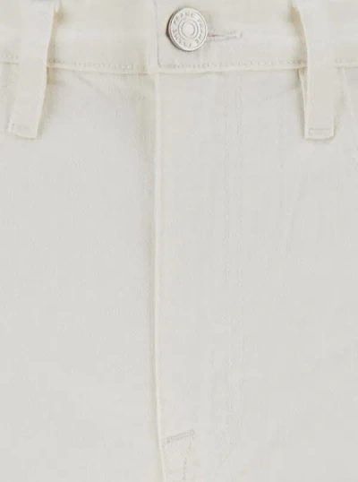 Shop Frame 'le Jane' White Wide Leg Jeans With Tonal Buttons In Stretch Cotton Denim Woman