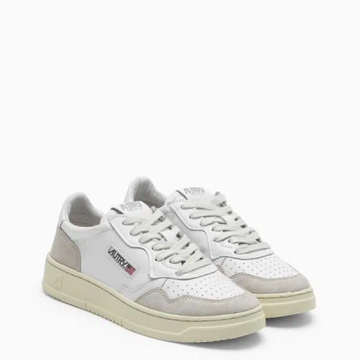 Autry Low Sneaker With Perforated Detailing And Contrast Panel In White