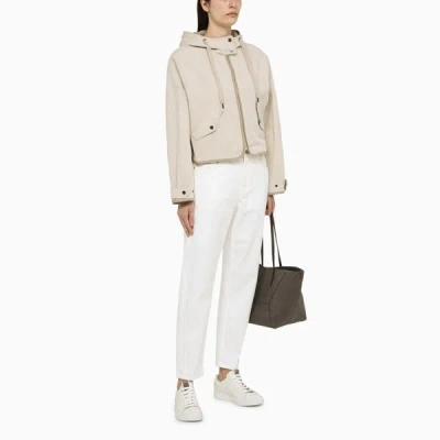 Shop Brunello Cucinelli Lightweight Rope-coloured Cotton-blend Jacket In Beige