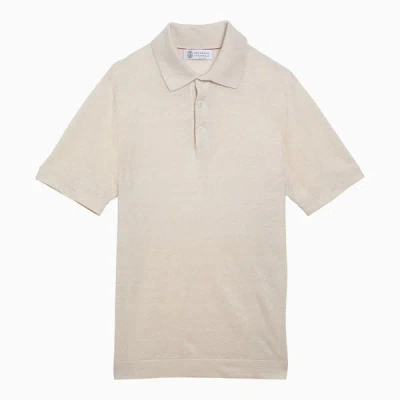 Shop Brunello Cucinelli Natural Short-sleeved Polo Shirt In Beige