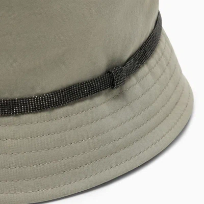 Shop Brunello Cucinelli Olive Green Cotton And Linen Bucket Hat In Multicolor
