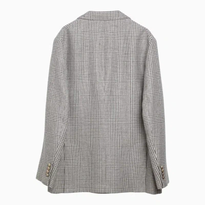 Shop Brunello Cucinelli Prince Of Wales Double-breasted Jacket In Brown