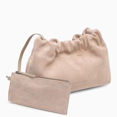 Shop Brunello Cucinelli Soft Sand-coloured Suede Bag In Beige