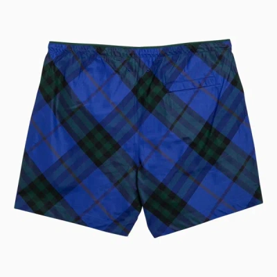 Shop Burberry Knight Coloured Check Slim Shorts In Blue