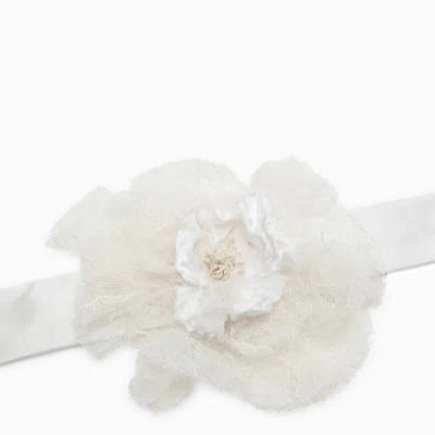 Shop Dolce & Gabbana Dolce&gabbana Choker With Blend Flower In White