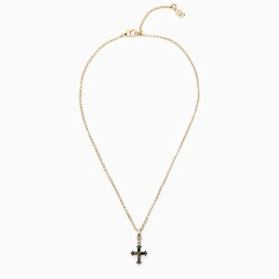 Shop Dolce & Gabbana Dolce&gabbana Thin Chain Necklace With Cross In Metal