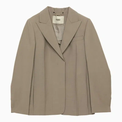 Shop Fendi Single-breasted Jacket In Turtledove Mohair In Grey
