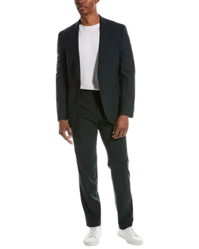 Shop Hugo Boss Slim Fit Wool-blend Suit With Flat Front Pant In Blue