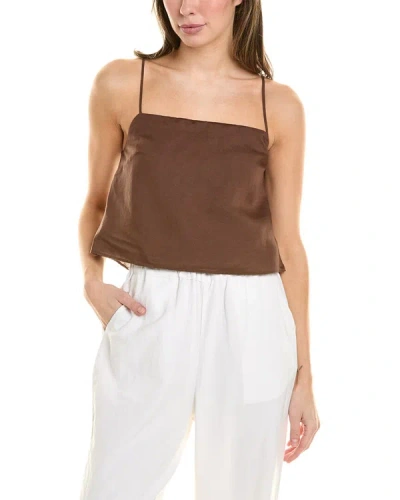 Shop Onia Air Linen-blend Square Neck Tank In Brown
