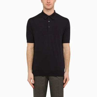 Shop Loro Piana Navy Short-sleeved Polo Shirt In Blue