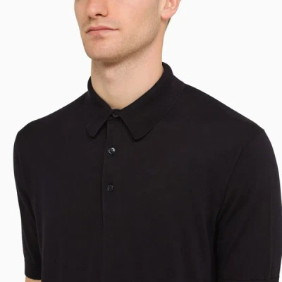 Shop Loro Piana Navy Short-sleeved Polo Shirt In Blue