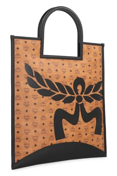 Shop Mcm X-large Aren Tote In Saddle Brown