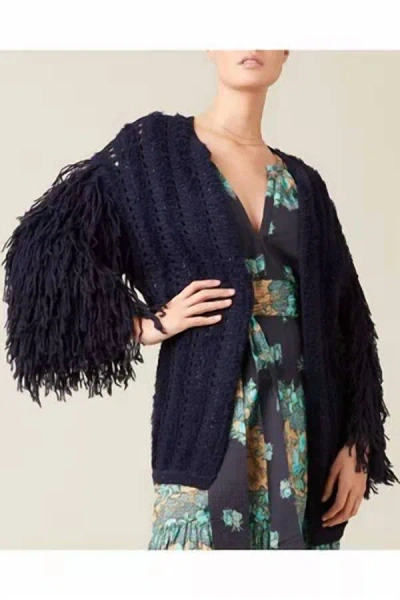 Shop Figue Pily Cardigan In Midnight Navy In Blue