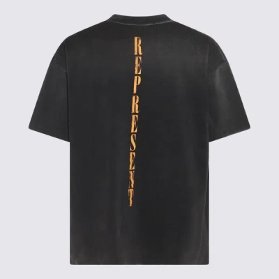 Shop Represent Black Cotton T-shirt In Aged Black