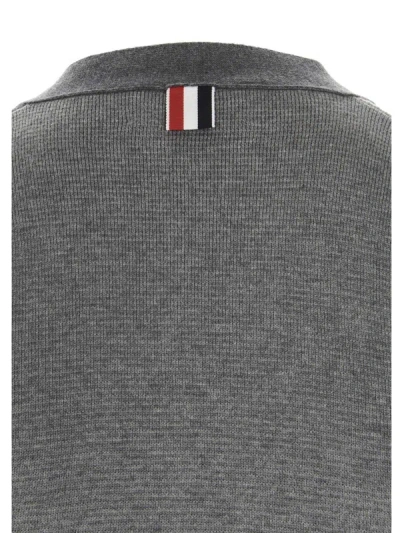Shop Thom Browne 4 Bar' Cotton Cardigan In Gray