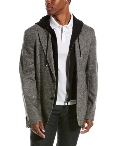 Shop Hugo Boss Wool & Silk-blend Blazer In Grey