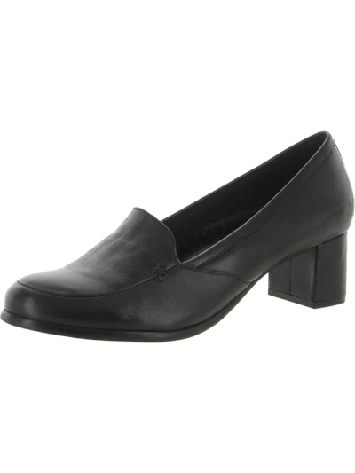 Shop Trotters Cassidy Womens Leather Slip On Loafer Heels In Black