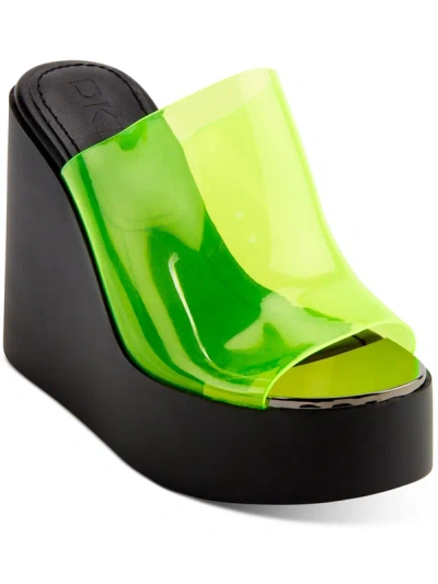 Shop Dkny Pen Womens Slip-on Comfort Platform Sandals In Green