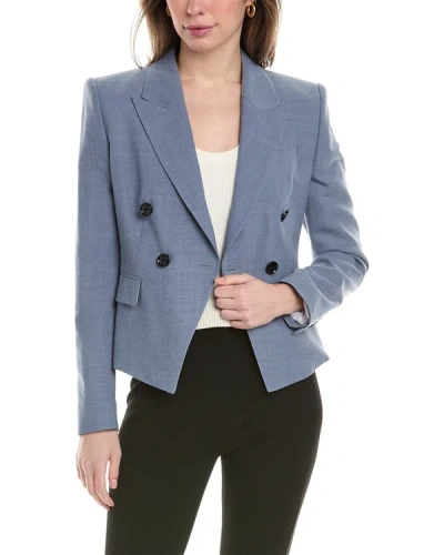 Shop Hugo Boss Jocala5 Wool & Linen-blend Blazer In Blue