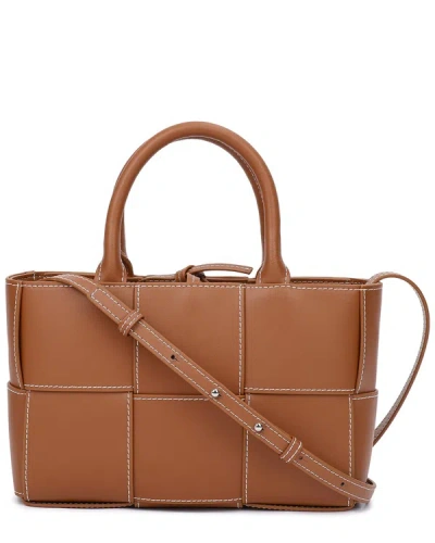 Shop Tiffany & Fred Paris Woven Leather Top Handle Bag In Brown