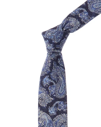 Shop Hugo Boss Open Blue Fantasy Wool-blend Tie