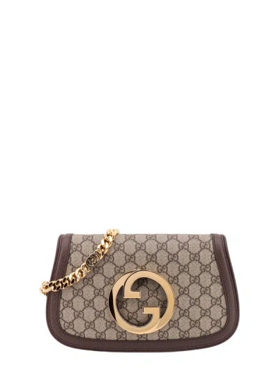 Shop Gucci Gg Supreme Fabric And Leather Shoulder Bag With Frontal Logo