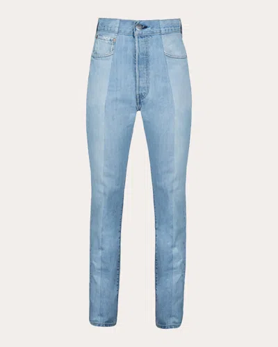 E.l.v Denim E. L.v. Denim Women's Straight Slim-cut Two-tone Jeans In Blue