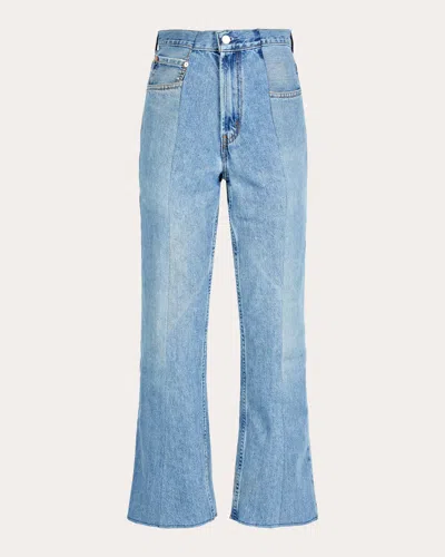 E.l.v Denim E. L.v. Denim Women's Flare High-rise Cropped Jeans In Blue