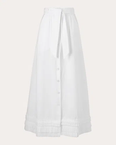 E.l.v Denim E. L.v. Denim Women's Mimma Pleated-hem Cotton-poplin Maxi Skirt In White