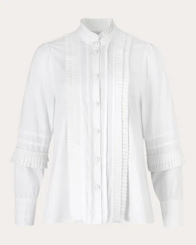 E.l.v Denim E. L.v. Denim Women's Marnie Pintucked Cotton-poplin Shirt In White