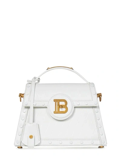 Shop Balmain Paris B-buzz Dynasty Handbag In Bianco