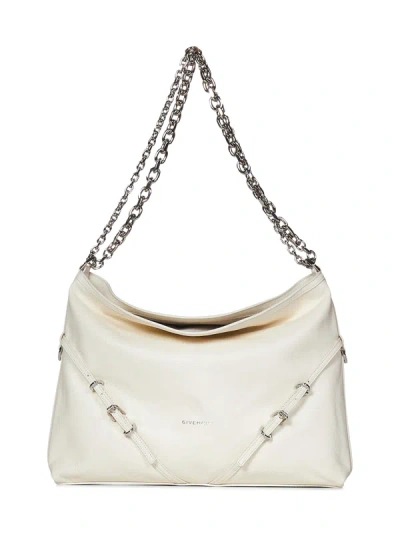 Shop Givenchy Voyou Chain Medium Shoulder Bag In Bianco