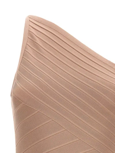 Shop Herve Leger Hervé Léger 'icon Asymmetrical S/l Mini' Dress In Pink