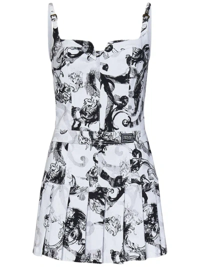 Shop Versace Jeans Couture Watercolour Couture Mini Dress In Bianco