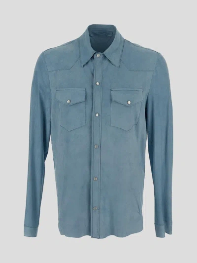 Shop Salvatore Santoro Shirt In Azzure Grey/beige/mc