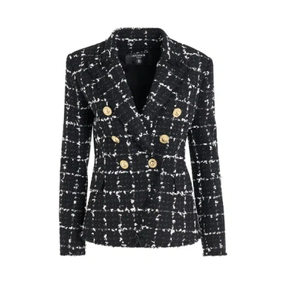 Shop Balmain 6 Button Double Breasted Tweed Jacket
