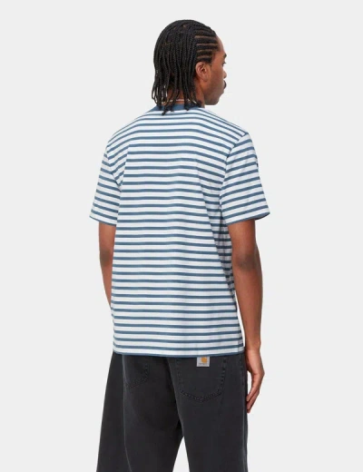 Shop Carhartt -wip Seidler Stripe Pocket T-shirt In Blue