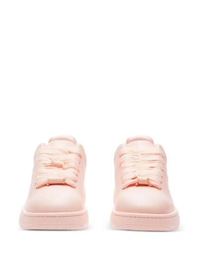 Shop Burberry Box Leather Sneakers In Pink