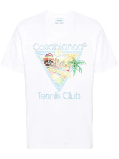 Shop Casablanca Afro Cubism Tennis Club Printed T-shirt Clothing In White
